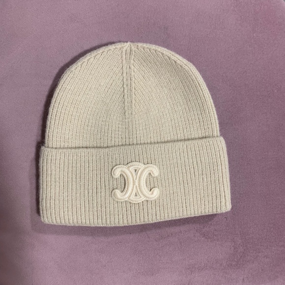 Celine Oatmeal Ribbed Knit Beanie (NWOT) - Picture 1 of 2